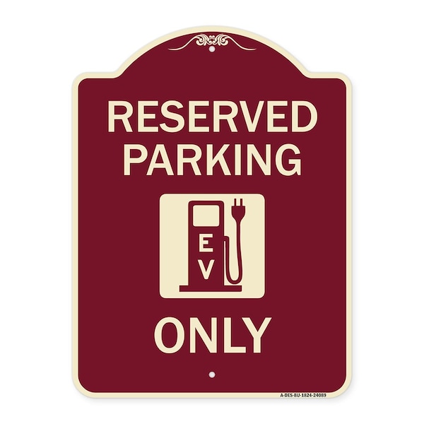 Ev W/ Electric Vehicle Charging Station Graphic Heavy-Gauge Aluminum Sign, 24" x 18", BU-1824-24089
